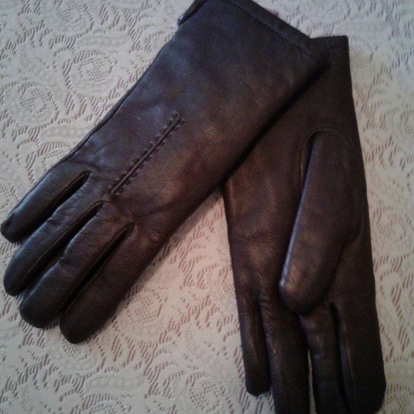 🌺 NEW Brown Fur Lined Leather Gloves - Picture 3 of 5